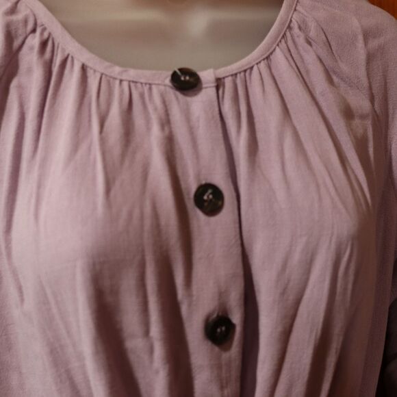 Mello Day Lavender Button Front Long Sleeve Belted Maxi Dress NWT Large - Picture 7 of 16